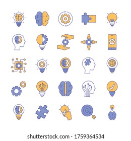 line and fill style icon set design, Innovation idea and creativity theme Vector illustration