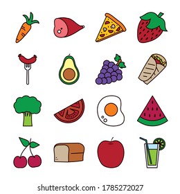 line and fill style icon set design, food eat restaurant and menu theme Vector illustration