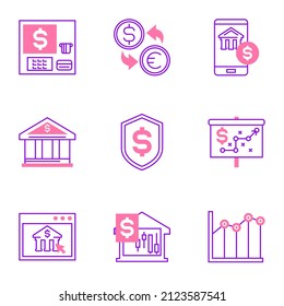 line filled finance related icons, simple graphic elements for web and mobile