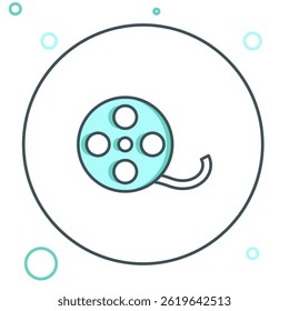Line Film reel icon isolated on white background. Colorful outline concept. Vector
