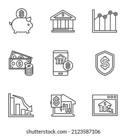 line finance related icons, simple graphic elements for web and mobile