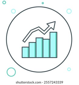 Line Financial growth increase icon isolated on white background. Increasing revenue. Colorful outline concept. Vector