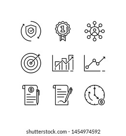 line Financial icons set vector