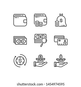 line Financial icons set vector