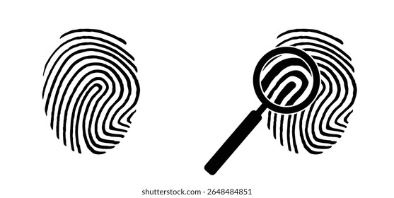Line finger print icon. Finger print id authentication. ID private information code. Finger prints scanning concept. scan or scanner for lock secure security logo. Digital fingerprint, identification.