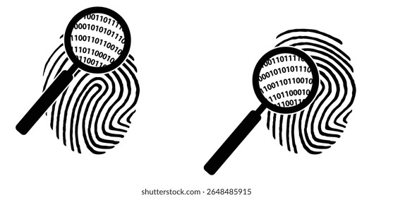 Line finger print icon. Finger print id authentication. ID private information code. Finger prints scanning concept. scan or scanner for lock secure security logo. Digital fingerprint, identification.