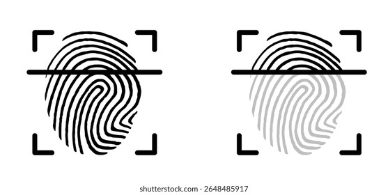 Line finger print icon. Finger print id authentication. ID private information code. Finger prints scanning concept. scan or scanner for lock secure security logo. Digital fingerprint, identification.