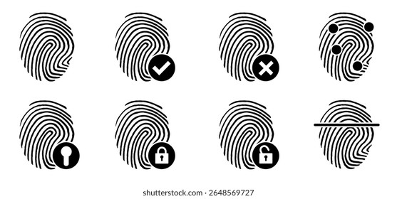 Line finger print icon. Finger print id authentication. ID private information code. Finger prints scanning concept. scan or scanner for lock secure security logo. Digital fingerprint, identification.