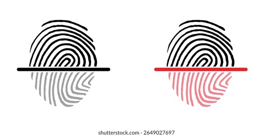 Line finger print icon. Finger print id authentication. ID private information code. Finger prints scanning concept. scan or scanner for lock secure security logo. Digital fingerprint, identification.