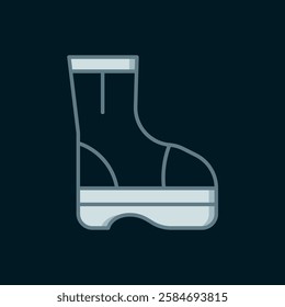 Line Fire boots icon isolated on black background. Flat filled outline style with shadow. Vector