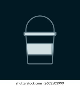 Line Fire bucket icon isolated on black background. Metal bucket empty or with water for fire fighting. Flat filled outline style with shadow. Vector