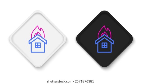 Line Fire in burning house icon isolated on white background. Insurance concept. Security, safety, protection, protect concept. Colorful outline concept. Vector