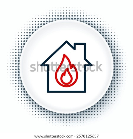 Line Fire in burning house icon isolated on white background. Colorful outline concept. Vector