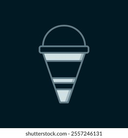 Line Fire cone bucket icon isolated on black background. Metal cone bucket empty or with water for fire fighting. Flat filled outline style with shadow. Vector
