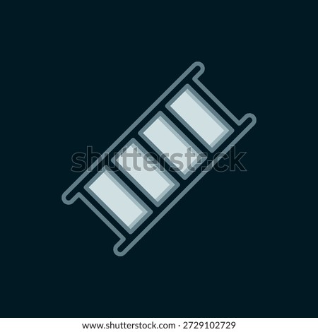 Line Fire escape icon isolated on black background. Pompier ladder. Fireman scaling ladder with a pole. Flat filled outline style with shadow. Vector