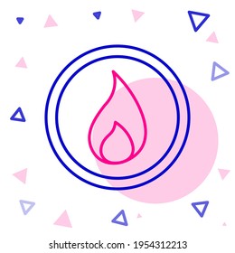 Line Fire flame icon isolated on white background. Colorful outline concept. Vector Illustration