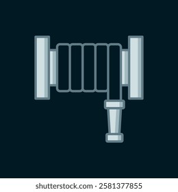 Line Fire hose reel icon isolated on black background. Flat filled outline style with shadow. Vector