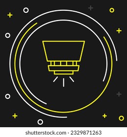 Line Fire sprinkler system icon isolated on black background. Sprinkler, fire extinguisher solid icon. Colorful outline concept. Vector