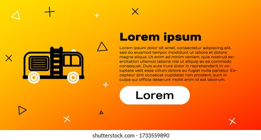 Line Fire truck icon isolated on yellow background. Fire engine. Firefighters emergency vehicle. Colorful outline concept. Vector Illustration