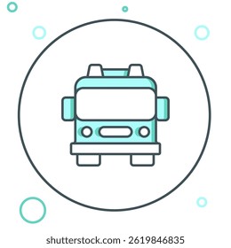 Line Fire truck icon isolated on white background. Fire engine. Firefighters emergency vehicle. Colorful outline concept. Vector