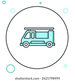 Line Fire truck icon isolated on white background. Fire engine. Firefighters emergency vehicle. Colorful outline concept. Vector