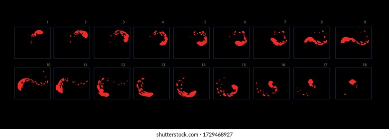 Line fireAnimation. Smoke animation. Animation of fire. Sprite sheet for game or cartoon or animation