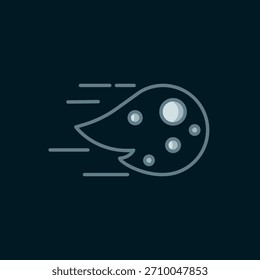 Line Fireball icon isolated on black background. Flat filled outline style with shadow. Vector