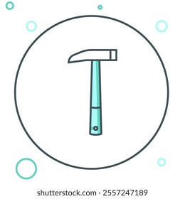 Line Firefighter axe icon isolated on white background. Fire axe. Colorful outline concept. Vector