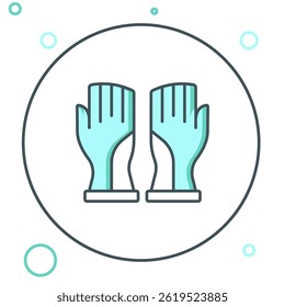 Line Firefighter gloves icon isolated on white background. Protect gloves icon. Colorful outline concept. Vector