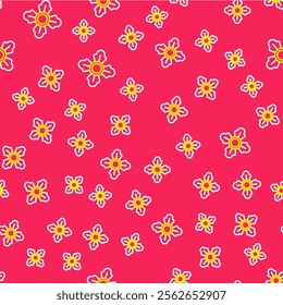 Line Firefighter icon isolated seamless pattern on red background.  Vector