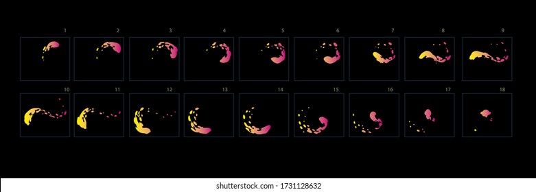 Animation für das Line-Feuerwerk. Feueranimation. Animation des Lichteffekts Sprite-Blatt für Spiel, Cartoon oder Animation