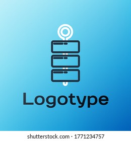 Line Firework icon isolated on blue background. Concept of fun party. Explosive pyrotechnic symbol. Colorful outline concept. Vector Illustration