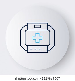 Line First aid kit icon isolated on white background. Medical box with cross. Medical equipment for emergency. Healthcare concept. Colorful outline concept. Vector