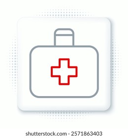 Line First aid kit icon isolated on white background. Medical box with cross. Medical equipment for emergency. Healthcare concept. Colorful outline concept. Vector