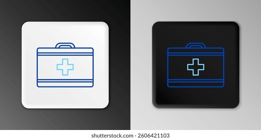Line First aid kit icon isolated on grey background. Medical box with cross. Medical equipment for emergency. Healthcare concept. Colorful outline concept. Vector