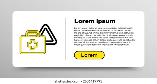 Line First aid kit and warning triangle icon isolated on white background. Must be in the car. Colorful outline concept. Vector