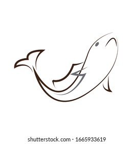 icono del logotipo de diseño de peces de línea