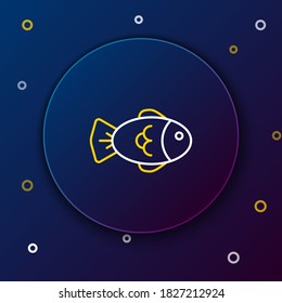 Line Fish icon isolated on blue background. Colorful outline concept. Vector
