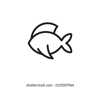 Line fish icon isolated on white background. Outline symbol for website design, mobile application, ui. Fish pictogram. Vector illustration, editorial stroсk. 