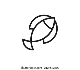Line fish icon isolated on white background. Outline symbol for website design, mobile application, ui. Fish pictogram. Vector illustration, editorial stroсk. 