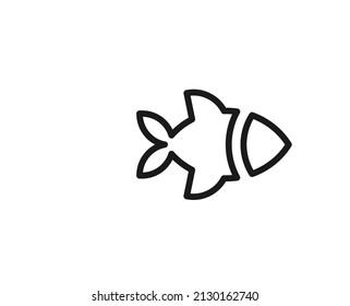 Line fish icon isolated on white background. Outline symbol for website design, mobile application, ui. Fish pictogram. Vector illustration, editorial stroсk. 