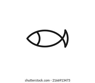 Line fish icon isolated on white background. Outline symbol for website design, mobile application, ui. Fish pictogram. Vector illustration, editorial stroсk. 