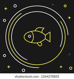 Line Fish icon isolated on black background. Colorful outline concept. Vector