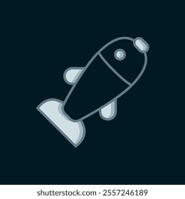 Line Fish icon isolated on black background. Flat filled outline style with shadow. Vector
