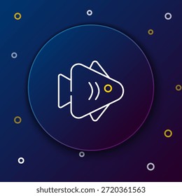Icono de línea de pescado aislado sobre fondo azul. Concepto de contorno colorido. Vector