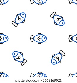 Icono de línea de pescado aislado sin patrón sobre fondo blanco. Concepto de contorno colorido. Vector