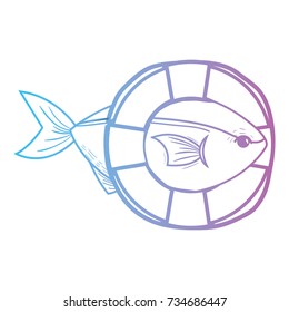 line fish with life buoy object design