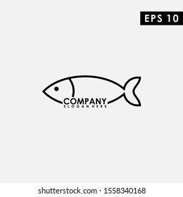 Line Fish Logo Design Modern Vector Template. FIsh Logo. Vector Illustration