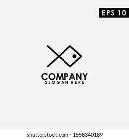 Line Fish Logo Design Modern Vector Template. FIsh Logo. Vector Illustration