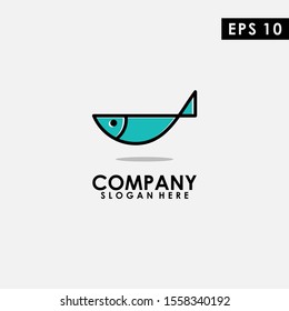 Line Fish Logo Design Modern Vector Template. FIsh Logo. Vector Illustration